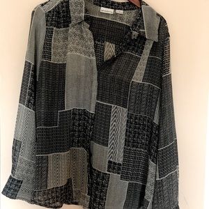Sheer Liz Claiborne black and White blouse
